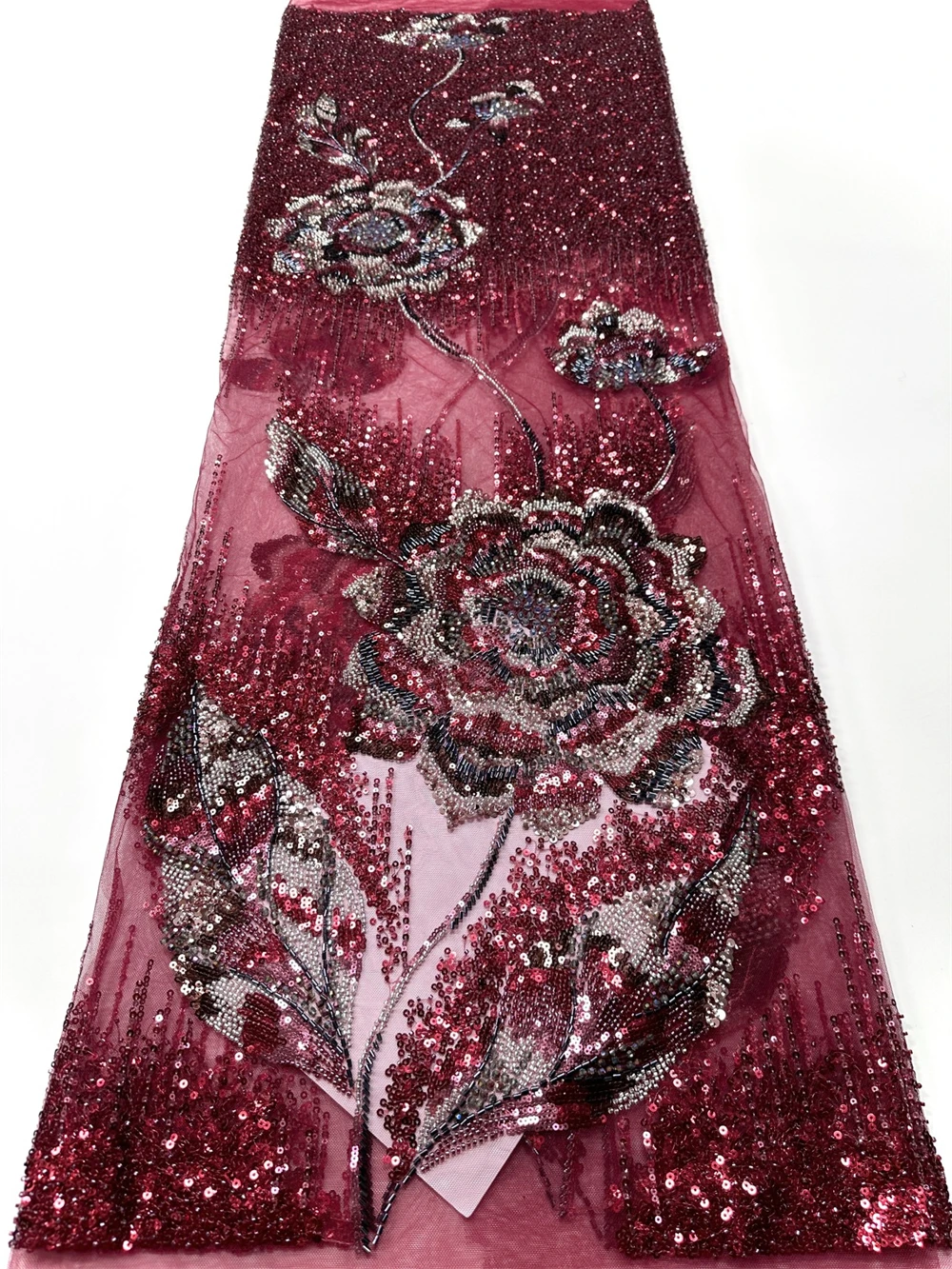 

Luxurious African Groom Sequins Lace Fabric, Heavy Beads Embroidery, French Tulle, Nigerian Wedding Dress, High Quality, 2026