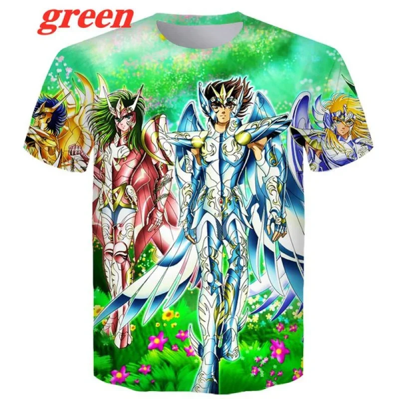 2024 Summer Men\'s and Womens\'s Casual Harajuku Short Sleeve New Fashion Anime Saint Seiya 3D Print T-shirt Tops Christmas