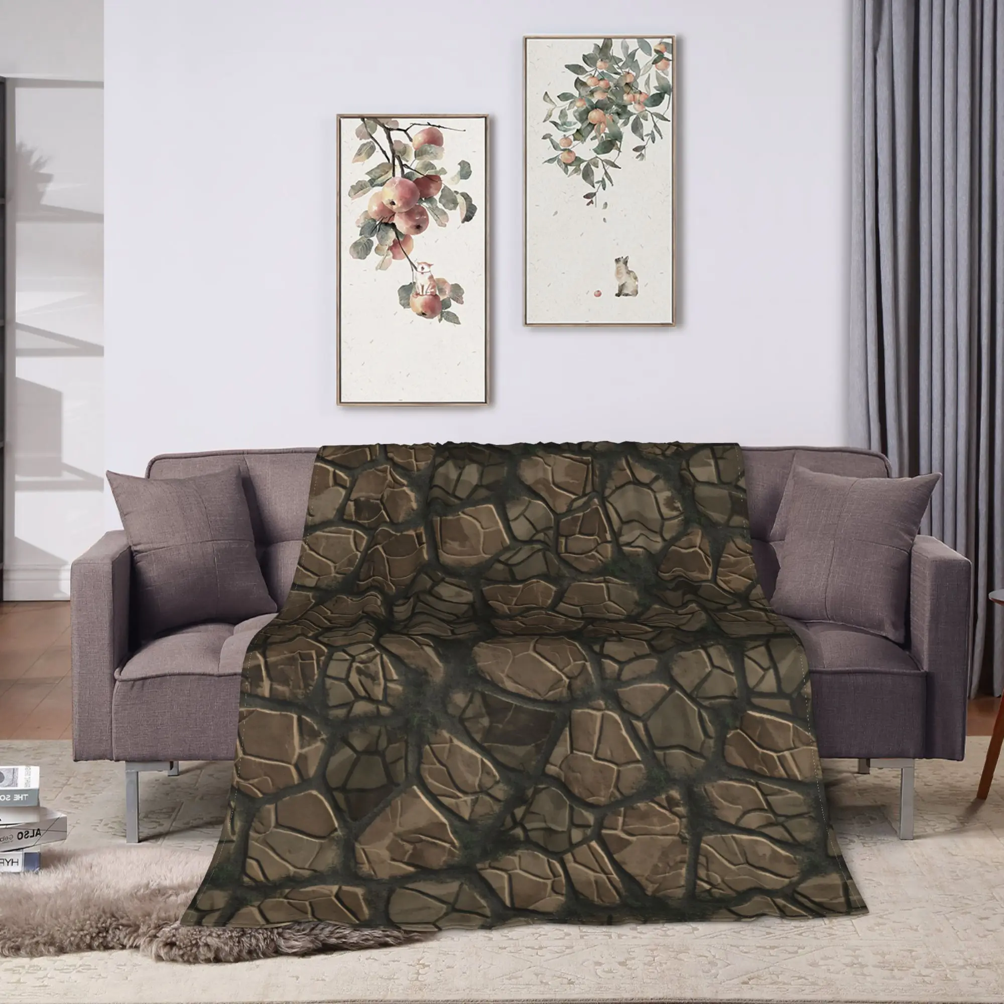 Grass Battlemat Grassland Land Greenery Flannel Blanket  Warm Soft Throw Blanket for Bedroom Travel Bedspread Sofa Bed Cover