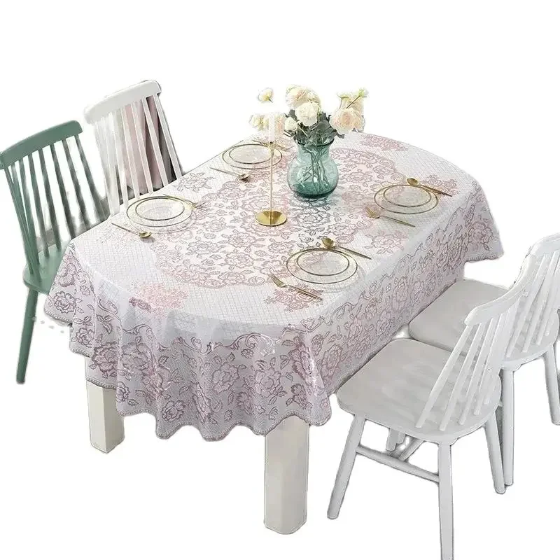 European Style No-wash PVC Tablecloth High-end Home Tea Table Cloth Oval Waterproof Anti-scalding Living Room Decor Table Cover