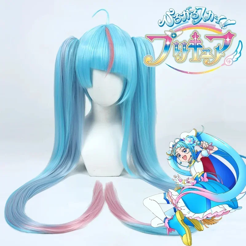Anime Hirogaru Sky!Precure Cure Sky Cosplay Cosplay Wig Adult Women Blue Curly Hair Heat Resistant Synthetic Wigs Halloween Prop