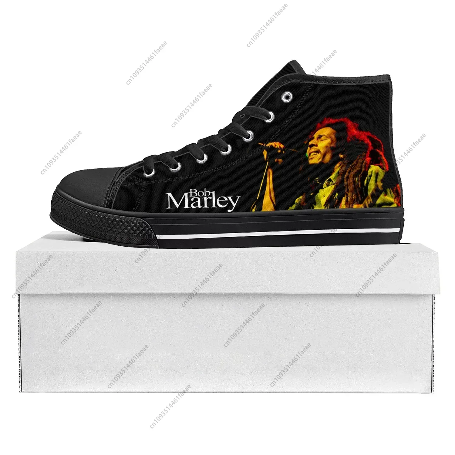 Reggae Rock Music Star Bob Marley High Top High Quality Sneakers Mens Womens Teenager Canvas Sneaker Couple Shoes Custom Shoe