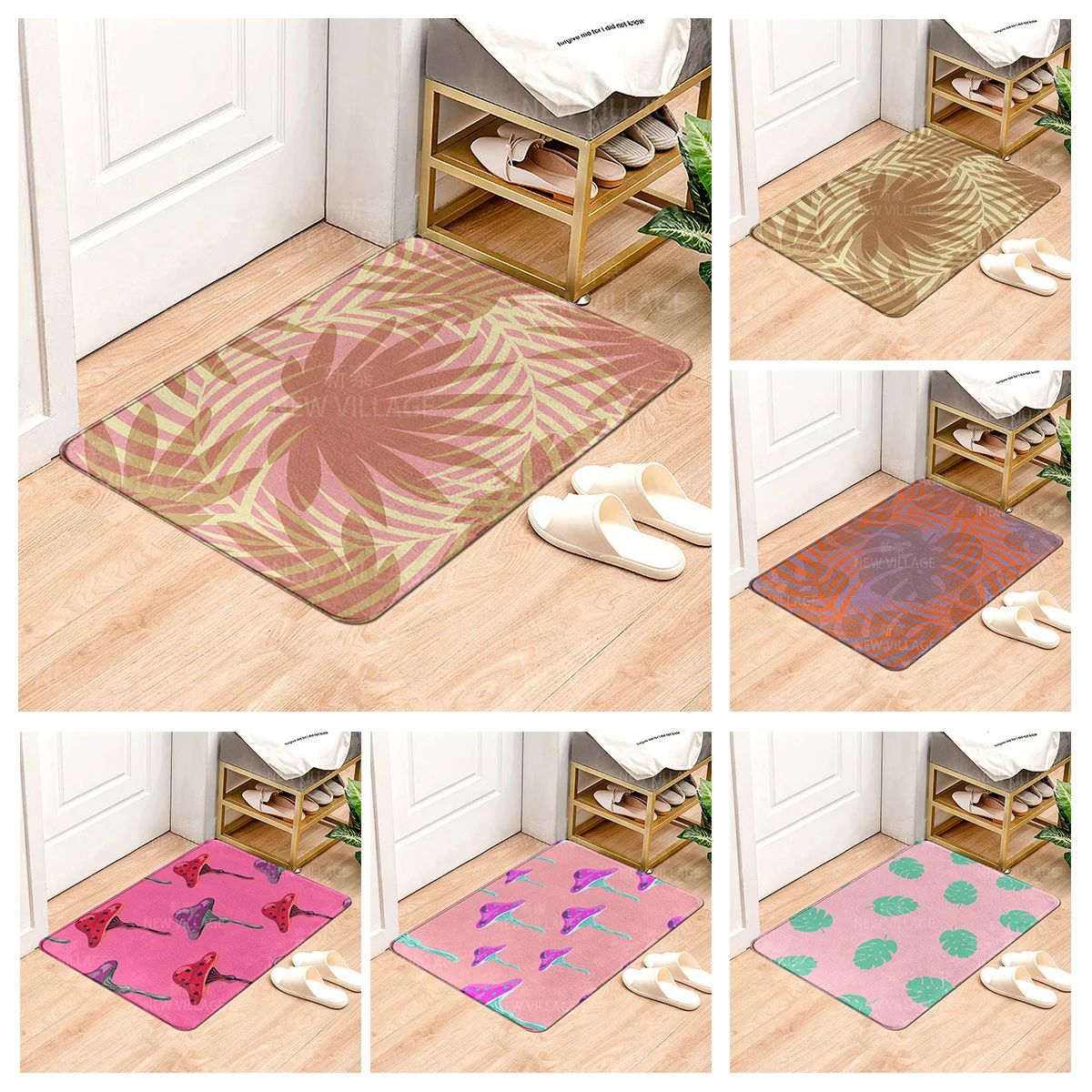 House entrance carpet Home door mat Room Bath Foot bathroom non-slip Kitchen water absorption rugs Modern Nordic Abstract plant