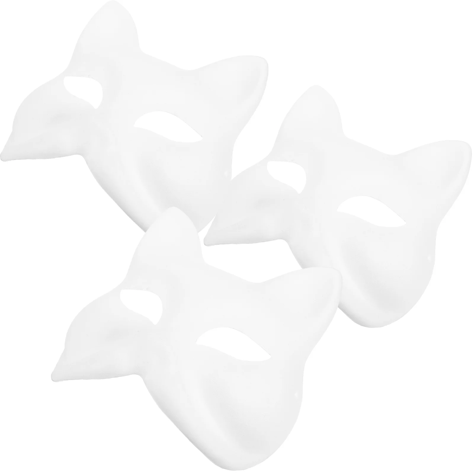 3 Pcs DIY Blank Hand Painted Fox Mask Apparel Unfinished Paw White Paper Masks Halloween Child Paintable