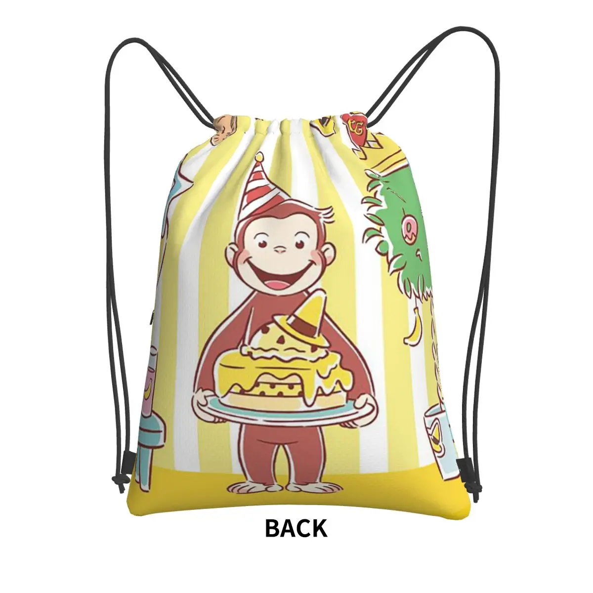 George The Curious Monkey Backpacks Casual Drawstring Bundle Pocket Storage Bag Book Bags for Man Woman Students