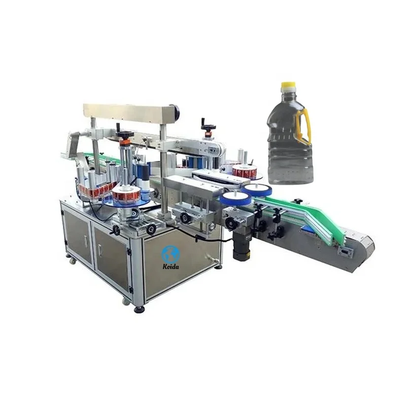 Automatic Double Side Labeling Machine Is Used For Plastic Flat Shape Labeling Of Laundry Liquid Bottles