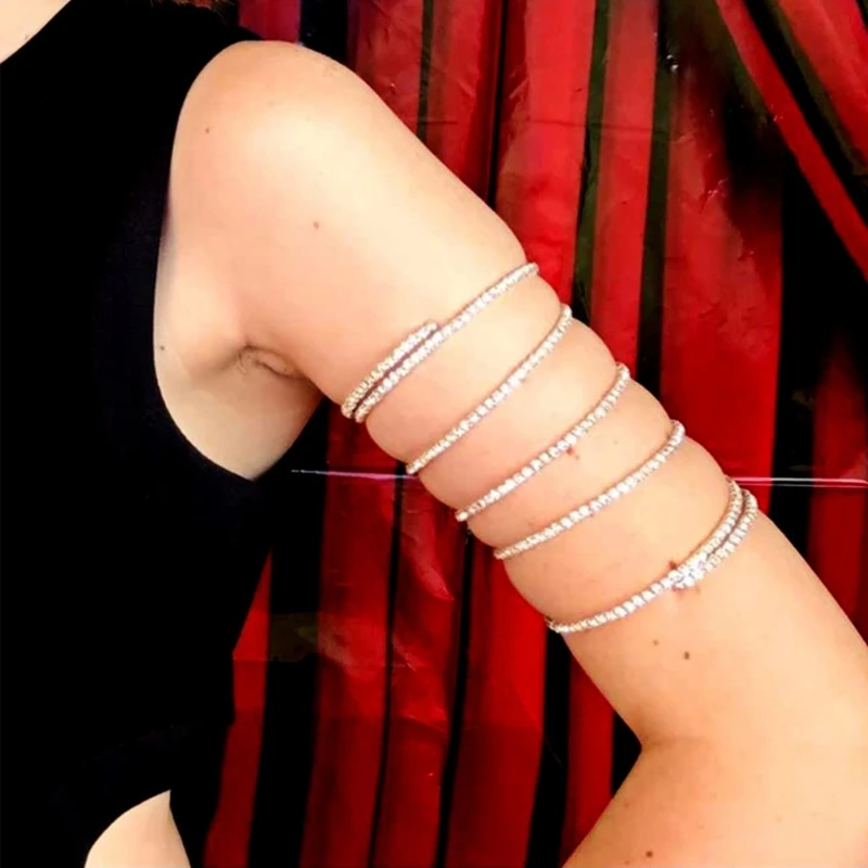 Punk Coiled Rhinestone Spiral Upper Arm Cuff Armlet Armband Bangle Women Jewelry Egypt Swirl Sparkling Arm Cuff Armlet