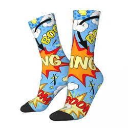 FUNNY Bang Pafff Superhero Boom Comic Book Kawaii Socks Gym Cartoon Pattern Socks