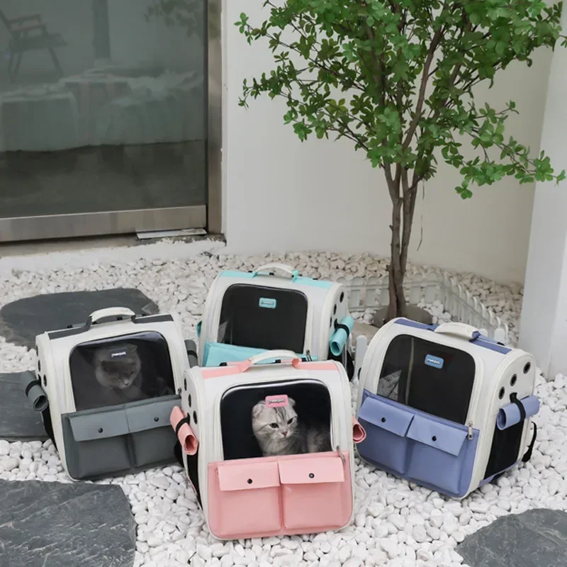 Borse per animali domestici Cat Out Borsa in tessuto Oxford di grande capacità Carry Zaini portatili Zaino per gatti Trasportino per animali domestici