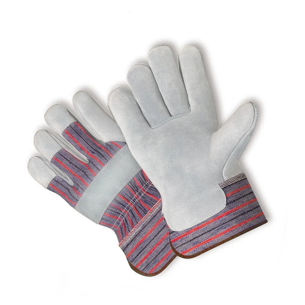 قفازات عمل من جلد البقر المدبوغ الأصلي مكونة من 6 أزواج من أساور السلامة المتينة القابلة للتنفس من القطن المثالي لعمال الماهر