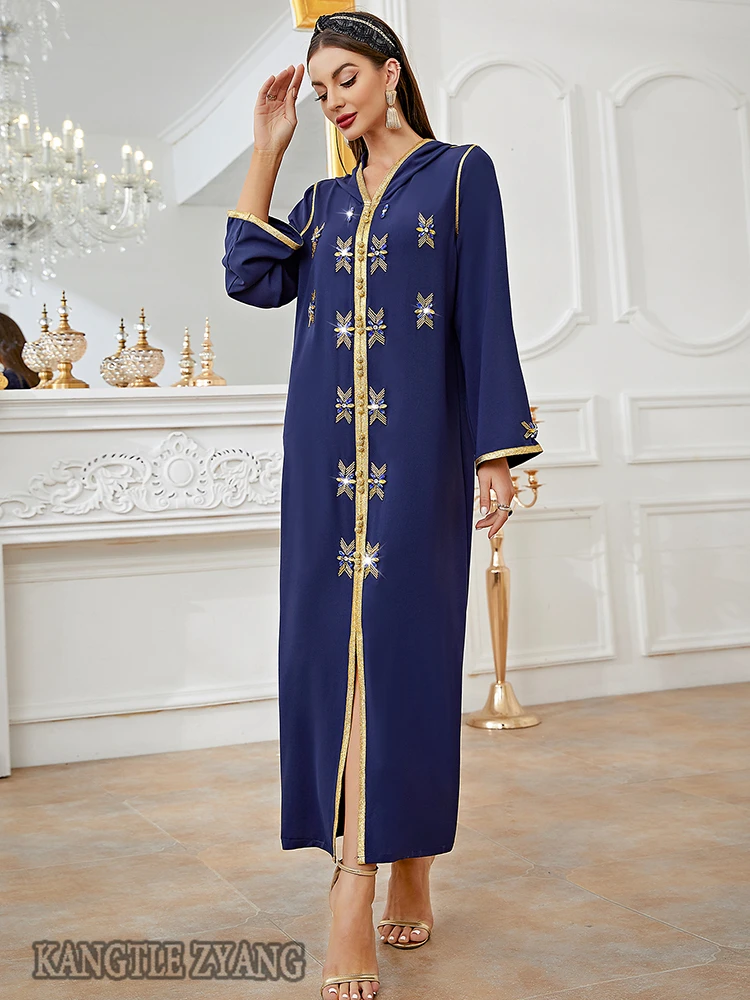 

Diamond Morocco Long Dress Muslim Women Abaya Ramadan Eid Mubarak Abaya Kaftan Arabic Turkey Islam Long Dress Robe Djellaba
