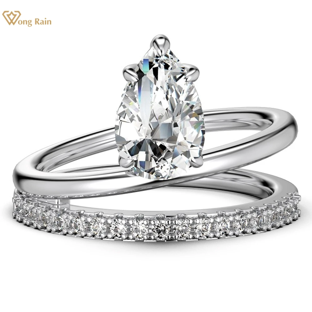 

Wong Rain 100% 925 Sterling Silver 6*9 MM Pear Cut Lab Sapphire Gemstone Wedding Party Ring for Women Jewelry Gifts Wholesale