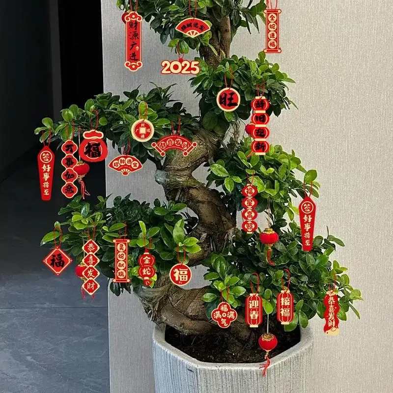 مجموعة زينة السنة الصينية الجديدة 16X قلادة على شكل ثعبان صيني تقليدي لاكي فو زينة السنة الجديدة قلادة ورقية باللون الأخضر