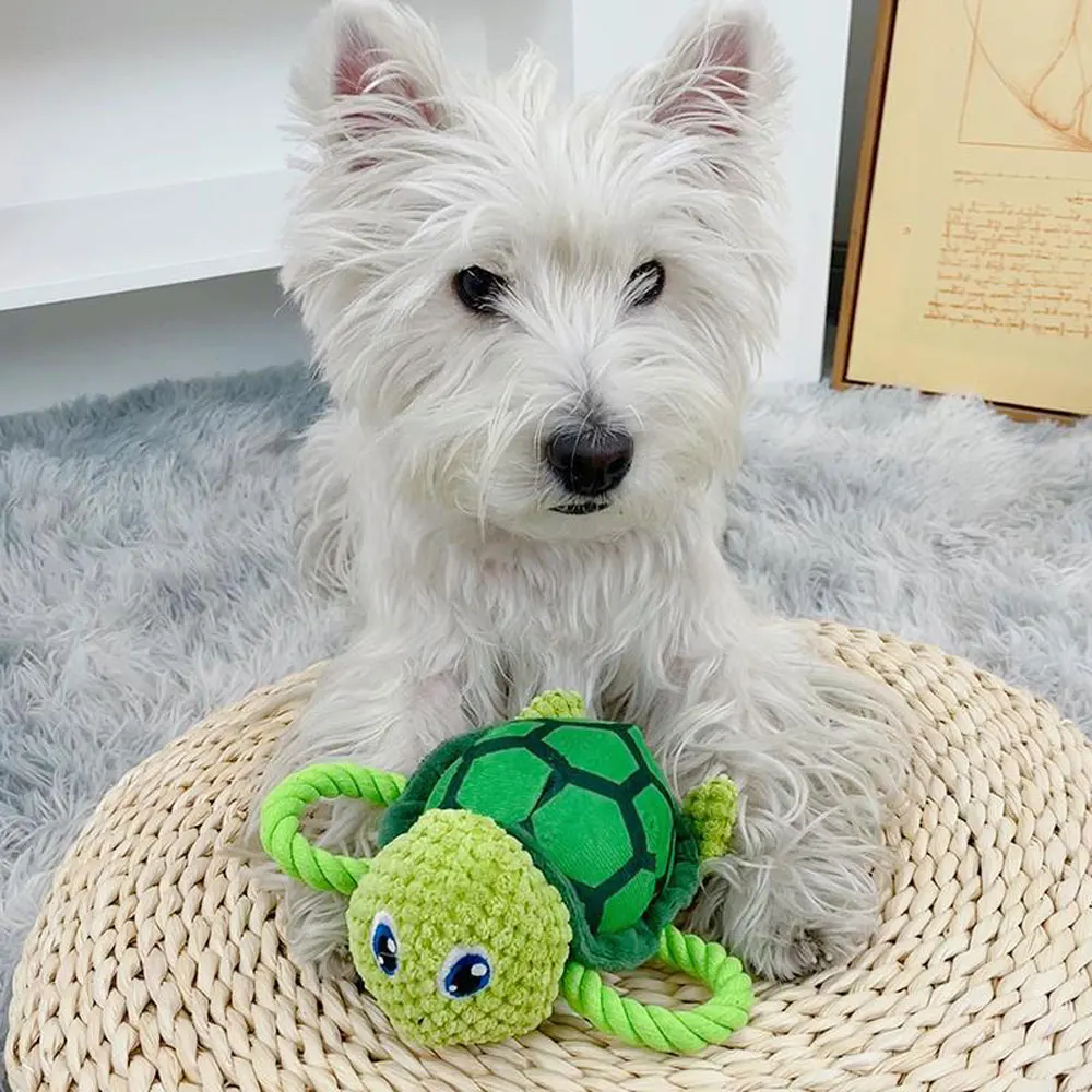 2024 New Bite Resistant Dog Squeak Toy Squeaking Dog Shark Toys Chewing Turtle Fish Pet Puppy Chew Toy Plush Dog Accessories