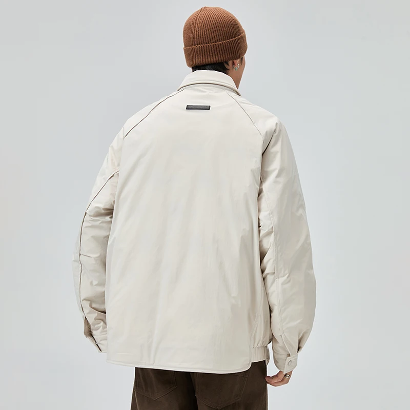 Winter Cargo Shirt Style Duck Down Jacket Men Fashion Outdoor Loose Casual Lightweight Down Jacket Cold-proof Coat Outerwear