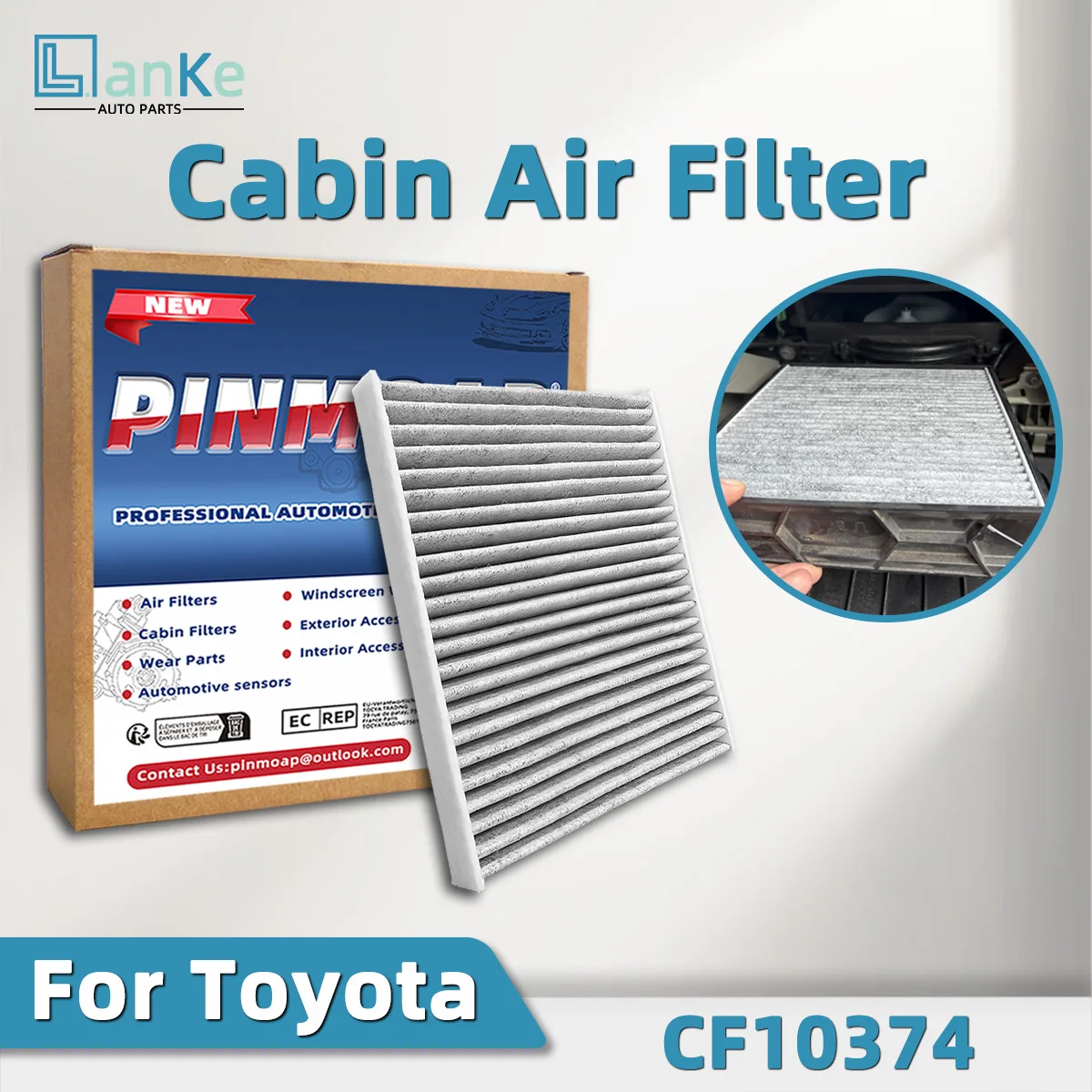 Lanke Anti-Pollen-Aktivkohle-Autokabinenluftfilter, passend für Toyota Tacoma, Dodge Dart, Pontiac Vibe, CF10374 89871, R89871