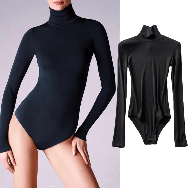 

High Collar Women's Base irt Winter New Faionable All-Match Tight Long Sve Inner Wear One-Piece Suit CORTUBO Commute S...