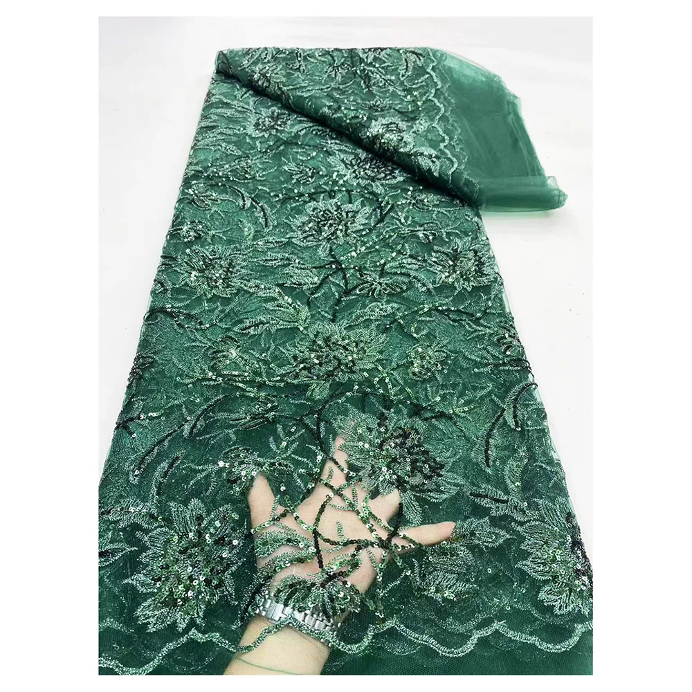 

African Tulle Mesh Laces Net Material Embroidered Nigerian Colors Sequins French Skin Fabric Women Class Design OR46278