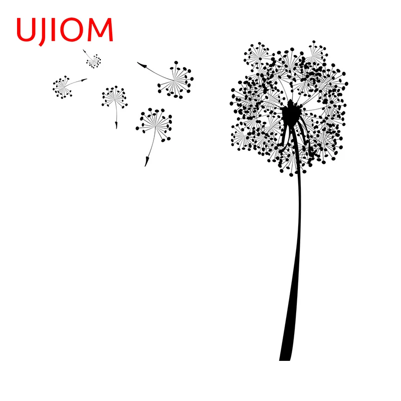 UJIOM Black Dandelion Theme Wall Sticker Attractive Unique Design Bedroom Refrigerator Toilet Decals Waterproof House Decor