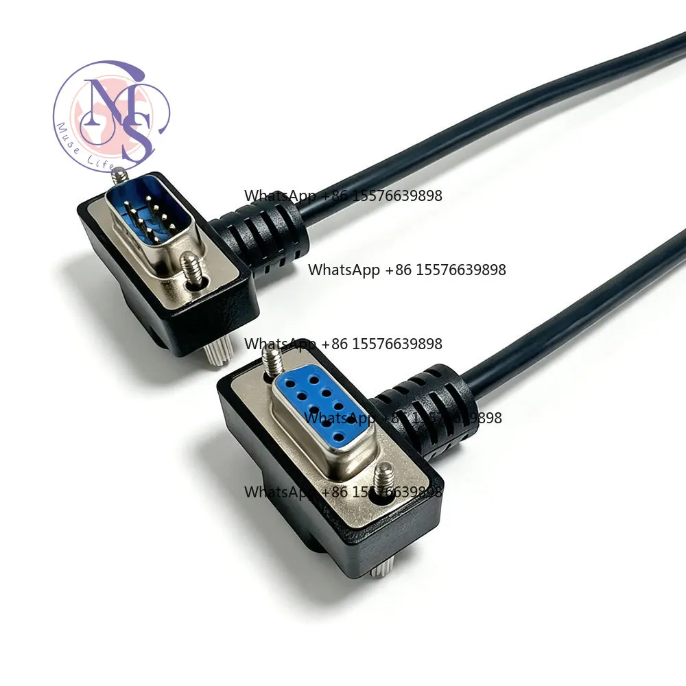 Custom DB9 Elbow RS232 Serial Cable Male to Female / Male 9Pin COM Port Data Extension Wire