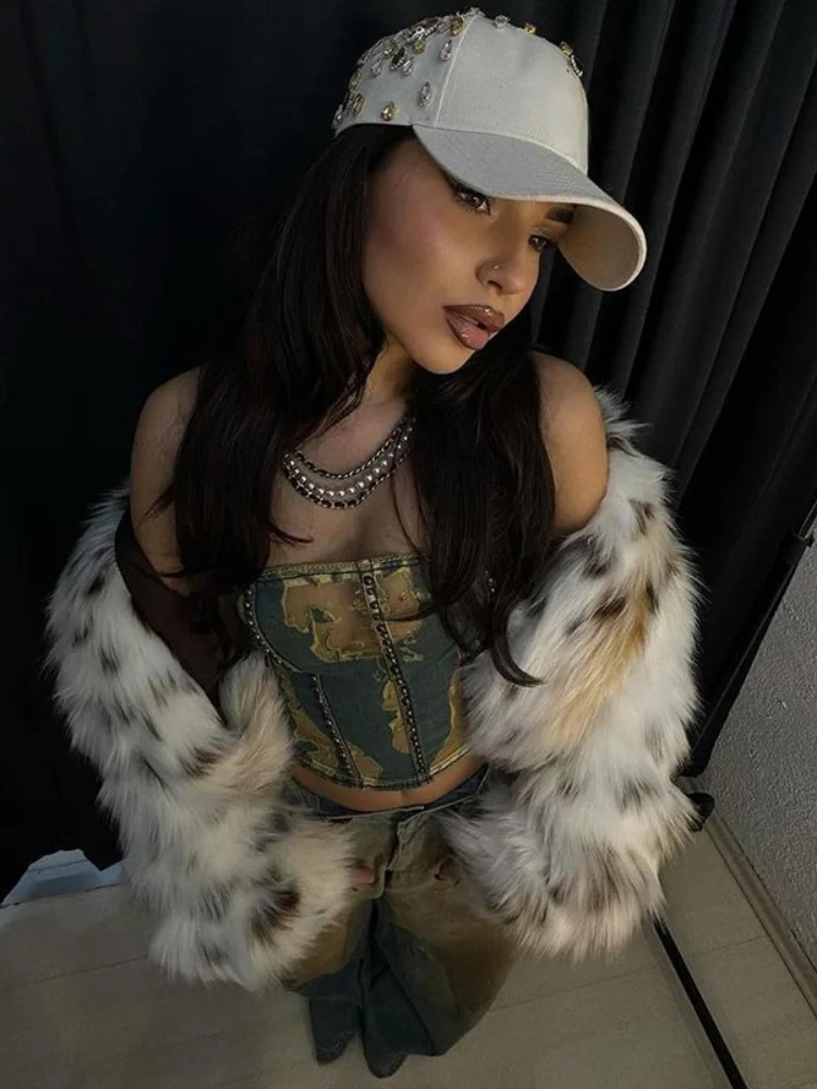 Y2k معطف قصير من الفرو الصناعي للنساء عصري برقبة دائرية وأكمام طويلة وياقة مفتوحة معاطف سميكة دافئة ملابس خارجية للسيدات 2025 Kpop #3