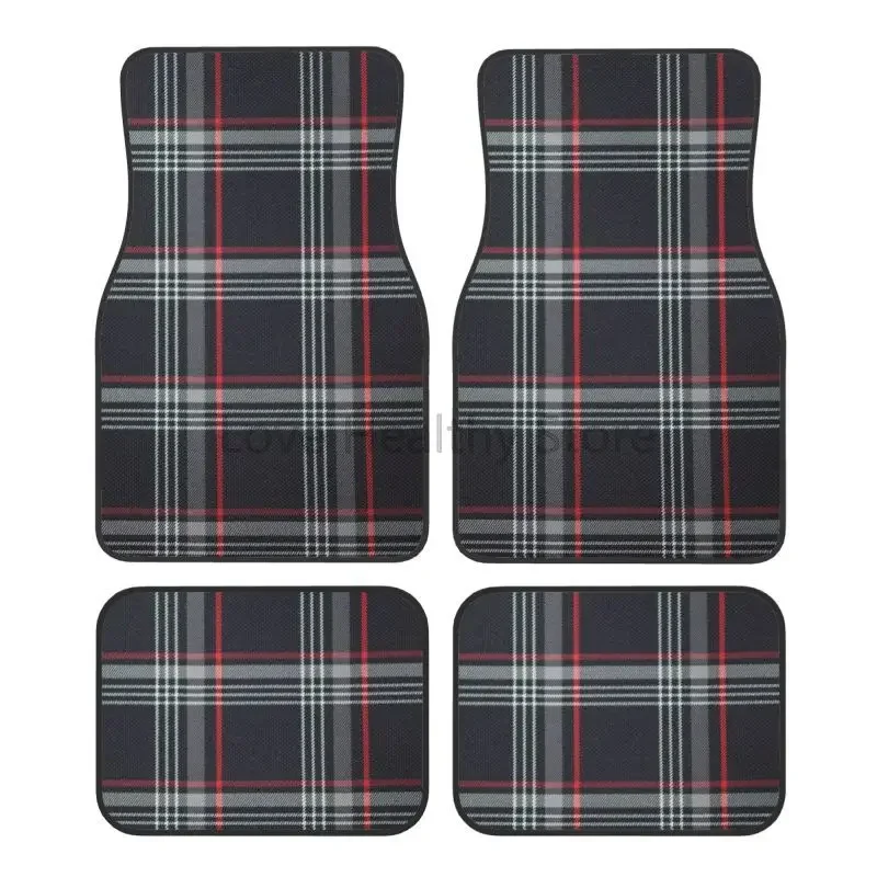 

Custom GTI Tartan Car Floor Mats Non-Slip Carpets Rugs Front & Rear Car Foot Mats Set of 4 Pieces Auto Accessories Decor