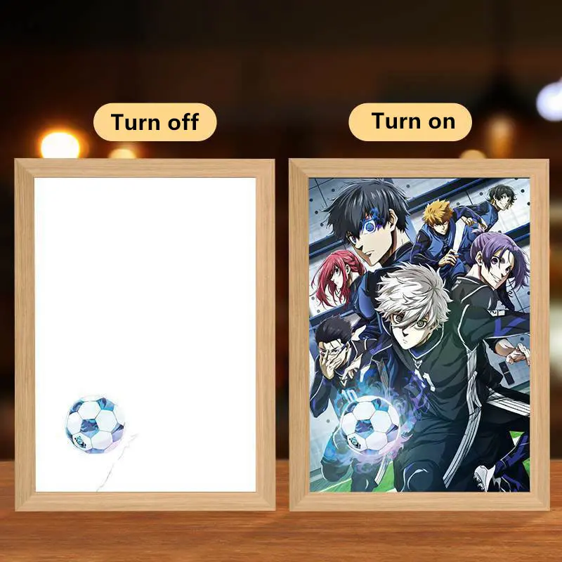 

Anime blue lock Isagi Yoichi Led Light Painting Solo Leveling Cartoon Frame Night Lamp Room Table Decor Boy Toys Fans Gift