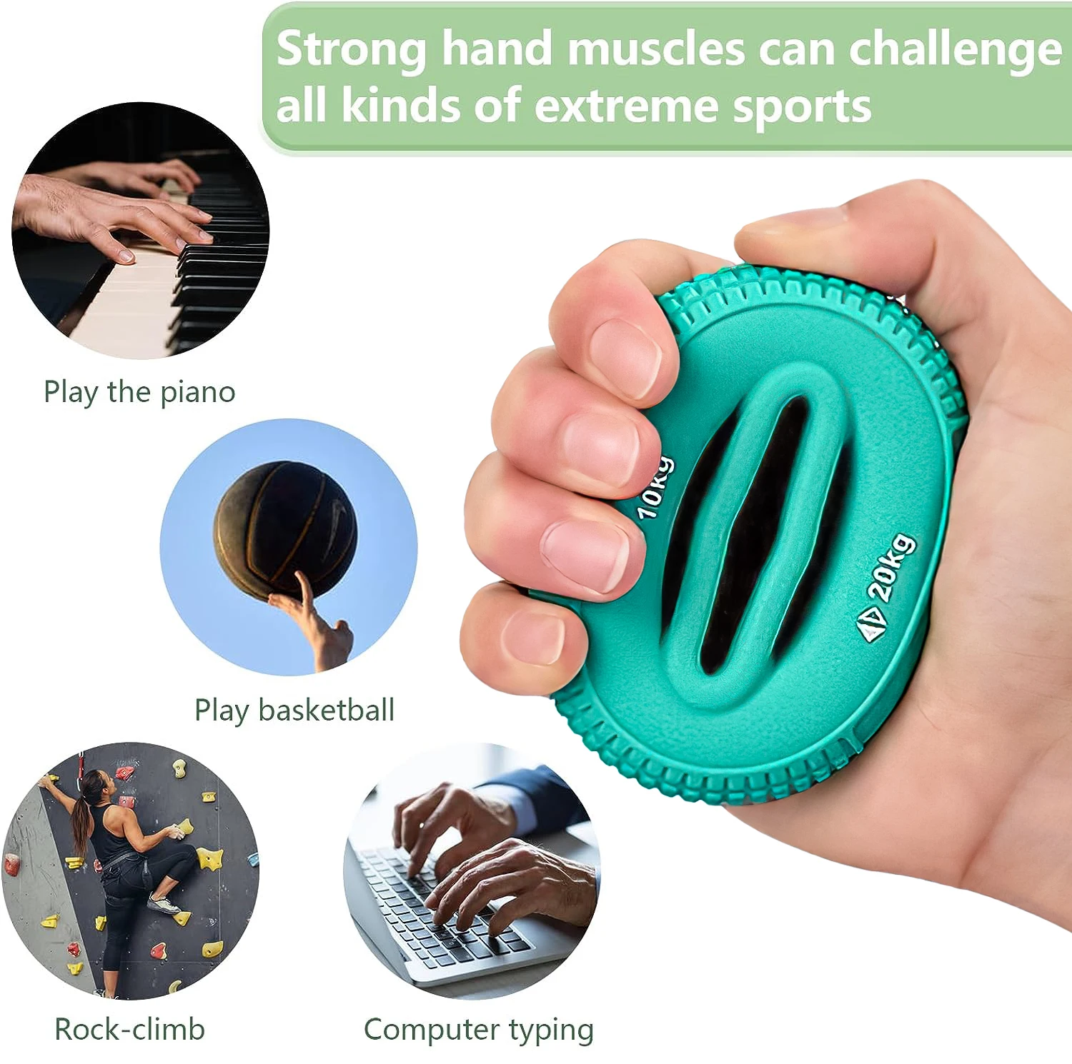 Silicone Hand Grip Strengthener 5-50KG Gripping Ring FingerTrainer Stretcher Relieve Wrist Pain