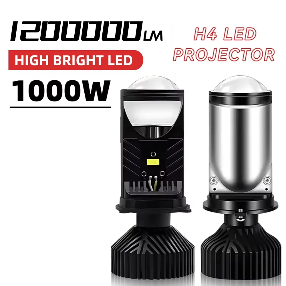 

H4 LED Projector Headlight Projector Lens with Fan Cooling 6000K Super Bright 1200000LM Hi Lo Beam Bulb 1000W Automobile Bulb