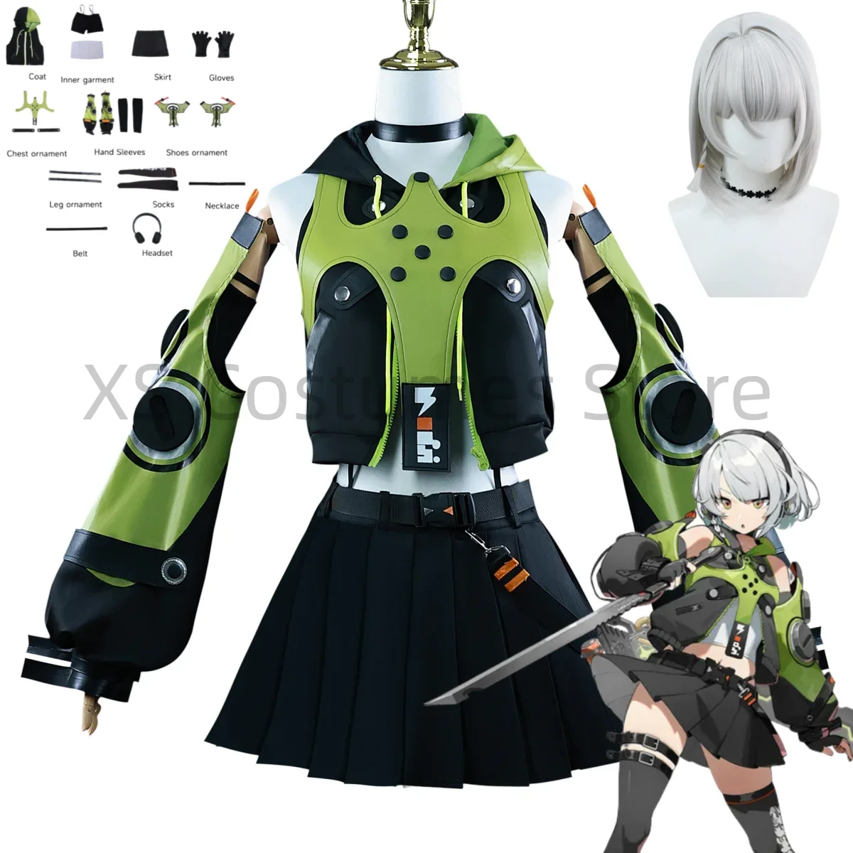 

Anime Anby Demara Cosplay Costume Zenless Zone Zero Woman Sexy Sets Wig Game Prop Accessories