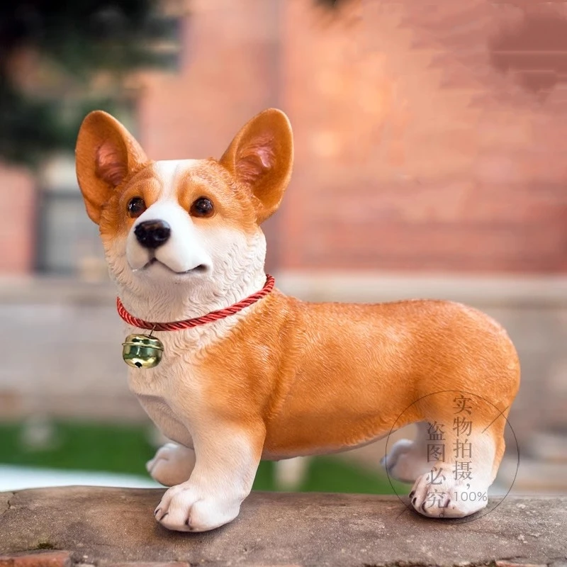 Corgi Dog Statue Home Outdoor Garden Decoration Statue Sculpture Lovable Corgi Figurine Kawaii Model Resin Sculpture Ornament