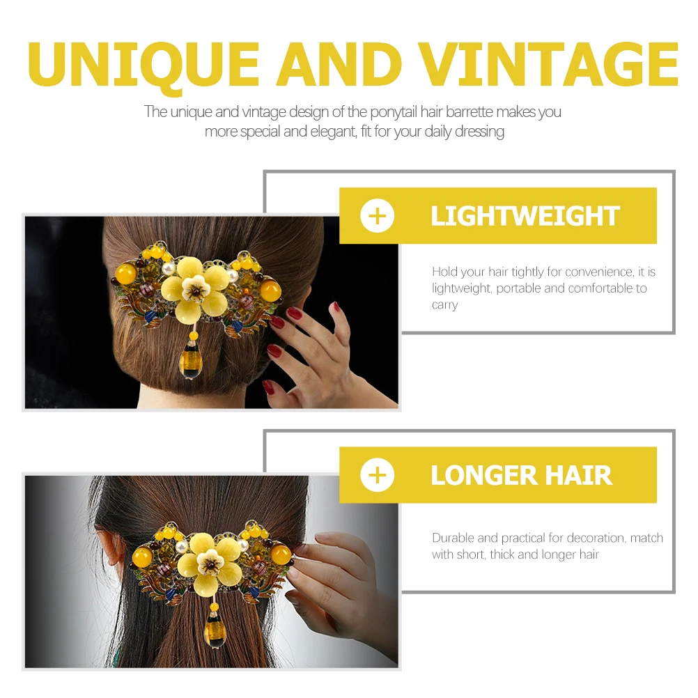 

Vintage Ponytail Barrette Spring Clip Women Hair Barrettes Elegant Hair Clamp For Daily Wedding Party Use Lightweight Portable