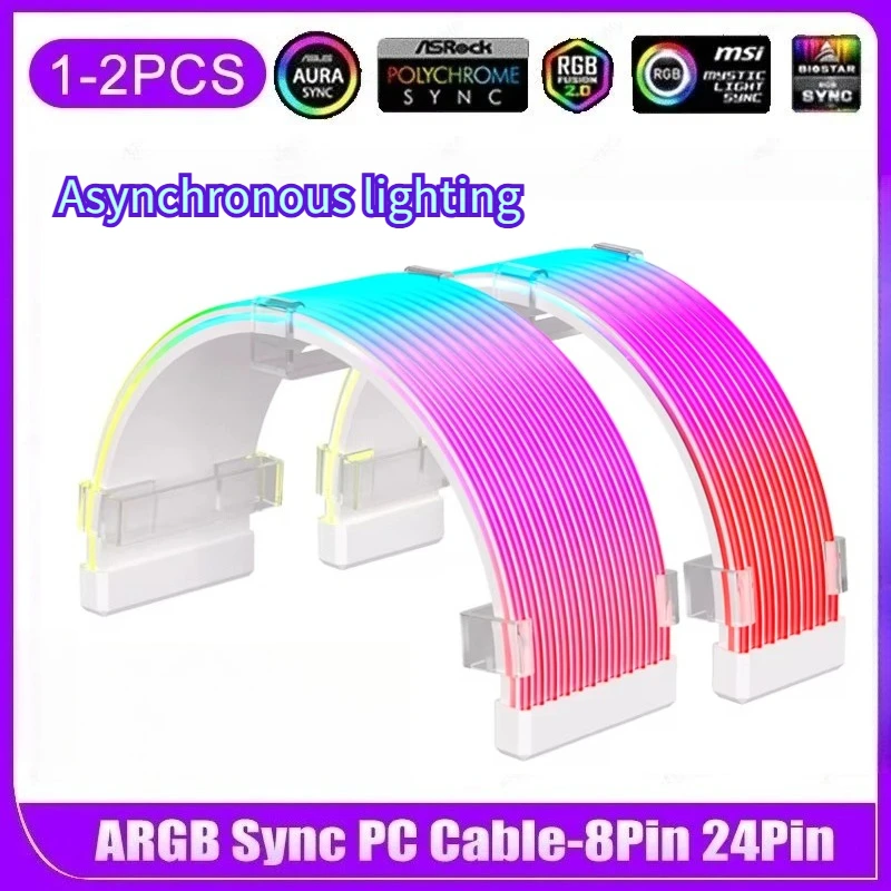 لوحة إضاءة ARGB قابلة للانحناء غير متزامنة، مناسبة لبطاقة الرسومات 24pin/8pin/2x8pin/12VHPWR/شريط إضاءة مزخرف للوحة الأم