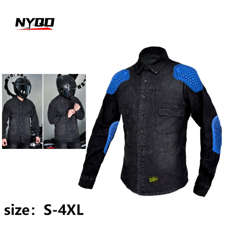 

VOLERO джинсовая одежда для езды на мотоцикле для мужчин и женщин, повседневная черная мотоциклетная куртка в стиле ретро, рубашка, защита от падения
