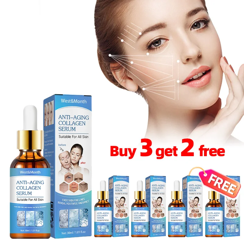 

5PCS Collagen Face Serum Fine Lines Firming Skincare Facial Essence Liquid Moisturizing Nourishing Face Serum Pore Shrink Care