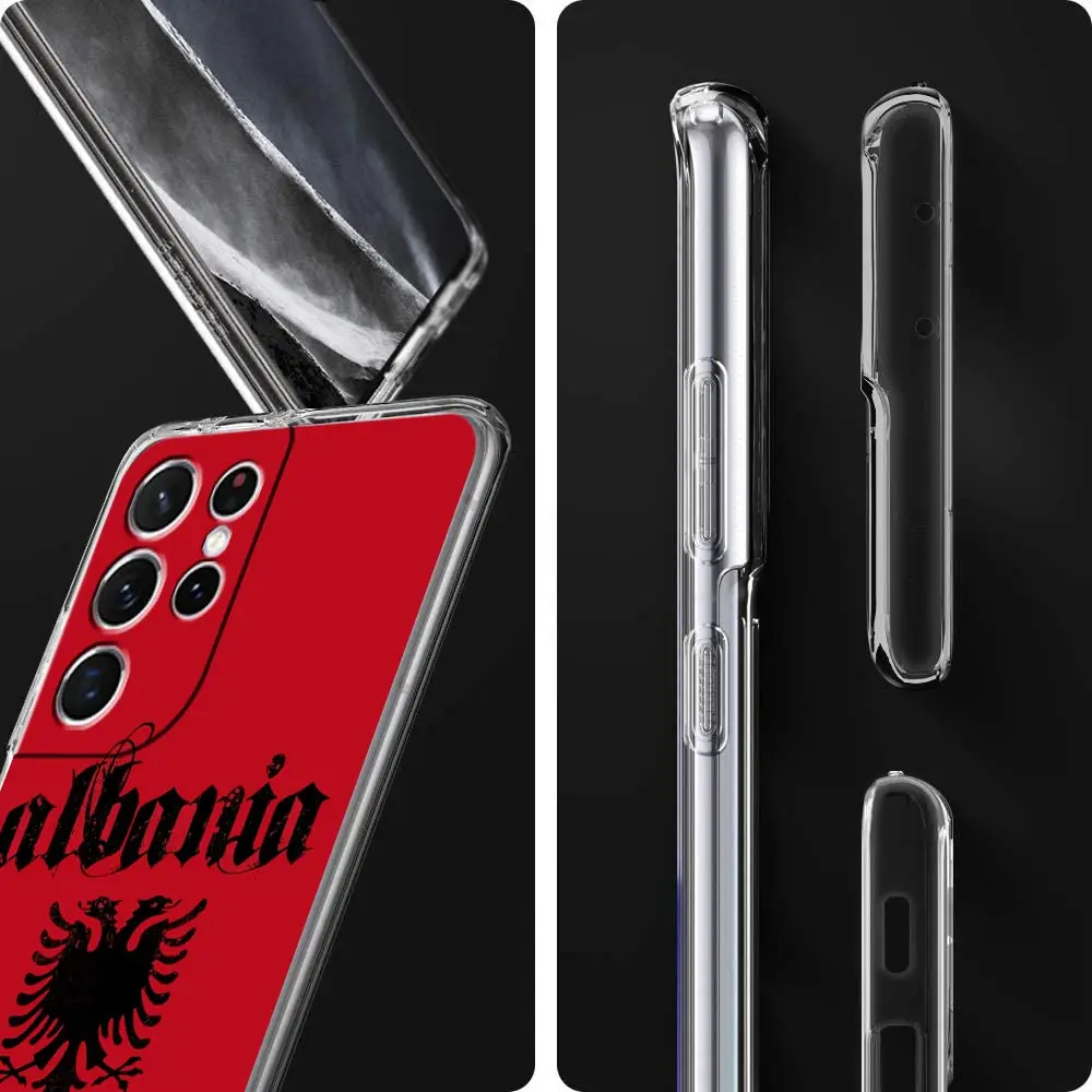 Albania Albanians Flag Clear Silicone Phone Case For Samsung Galaxy S23 S22 5G S20 Ultra S21 FE 5G S10E S9 S8 S10 Plus Cover