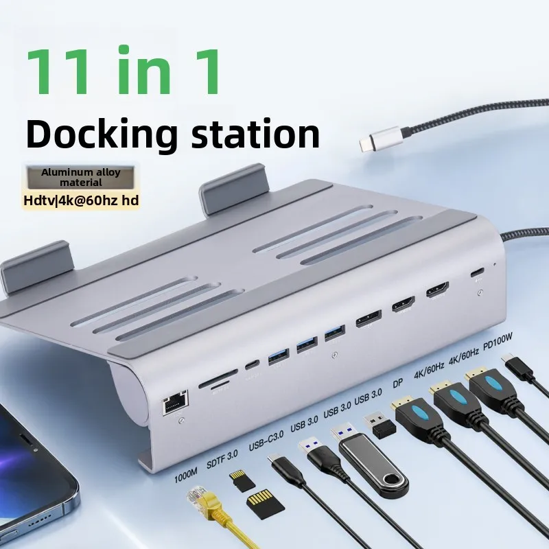 11 IN 1 USB C Hub Docking Station Dual Monitor with HDTV PD USB Ports SD TF Card Reader Ethernet Audio for PC Mac Laptop