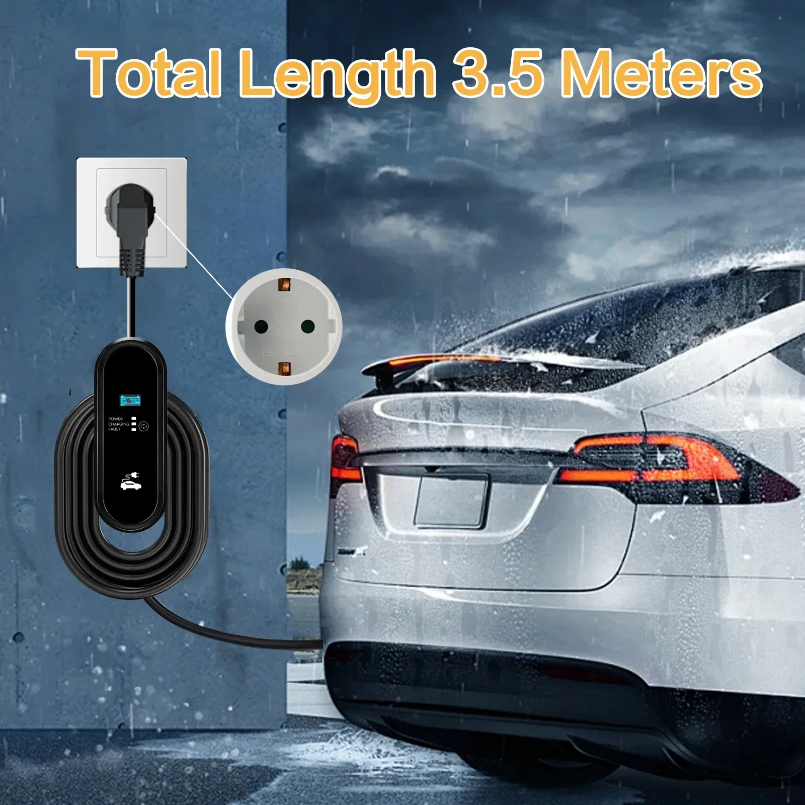 Chargeur portable EV pour voiture électrique, câble de charge Sulvse, alimenté par IEC, contrôleur mural, G, BT, Vope1, SAE J1772, 3,5 KW, Vope2