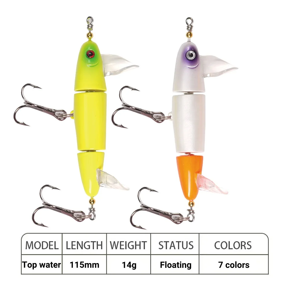 Top Water 3-Section Fishing Lures Sea Bass Crankbaits Minnow Whopper Freshwater Saltwater Floating Lure for Catfish Pike Teaser image 6