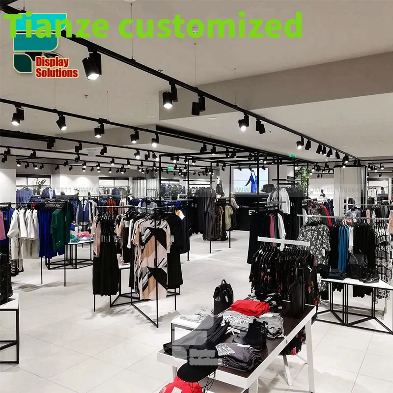 

{customized}Custom Men Clothing New Store Display Fixtures One-stop Retail Menswear Garment Gondola Shops Interior Tai