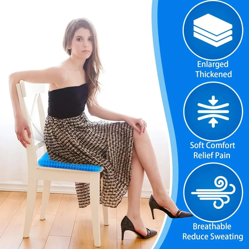 Gel Cushion,Breathable And Cool Cushion, Suitable for All Seasons, Made with Memory Foam for Office Chairs,for Cars,Office