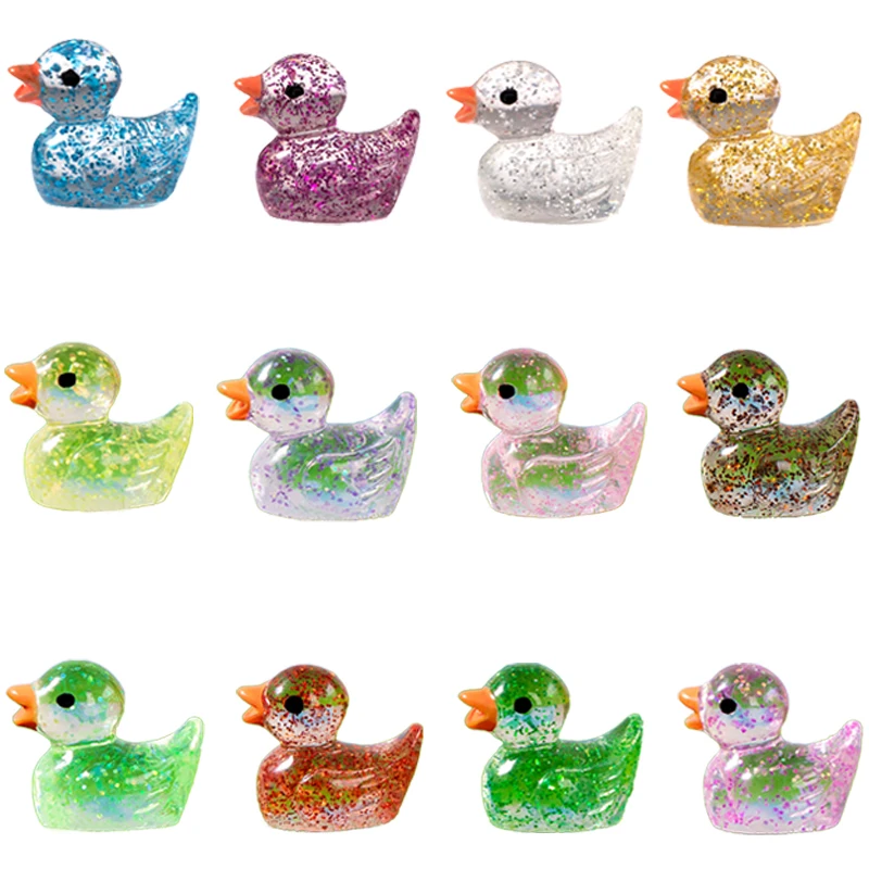 

12pcs Mini Ducks Sequin Miniature Duck Resin Desk Decoration Cute Tiny Glitter Ducks Garden Accessories Home Decor DIY Dollhouse