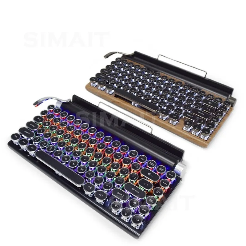 Three-mode Upgrade, Retro Typewriter, Steampunk Wireless Bluetooth Dual-mode Mechanical Keyboard, Computer Keyboard