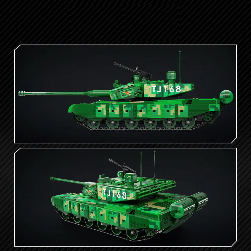 Creative static model of green tank, challenging assembly model, educational toy, birthday gift