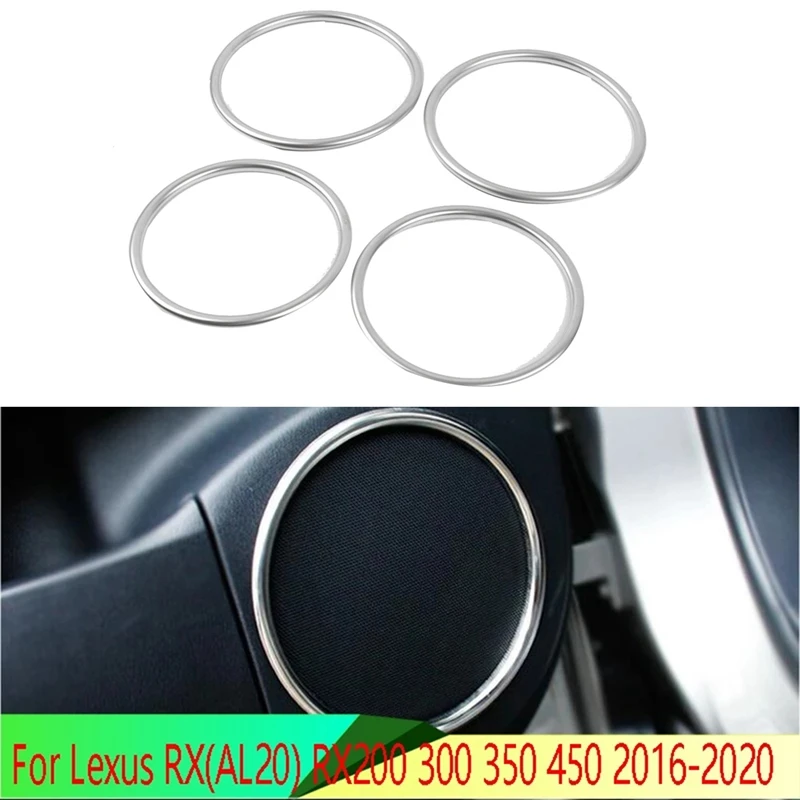 4Pcs Car Door Speaker Cover Stereo Bezel Collar Ring Trim For Lexus RX RX200 300 350 450 2016-2020