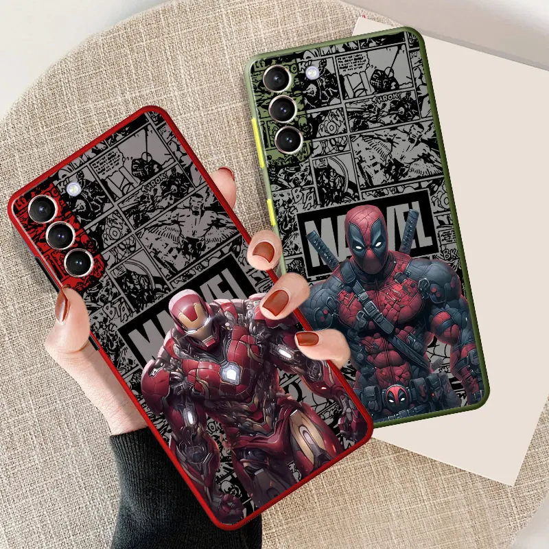 Luxury Case for Samsung Galaxy S22 Plus S20 FE S21 S23 Ultra S24 Ultra S21 Ultra S23 Plus Cover Marvel IronMan Deadpool Shell