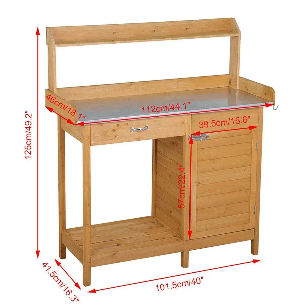 50 Heavy Duty Outdoor Garden Workbench Potting Bench Planter Table Wood Plating Shelnet Patio Working Space Crating Gardening La