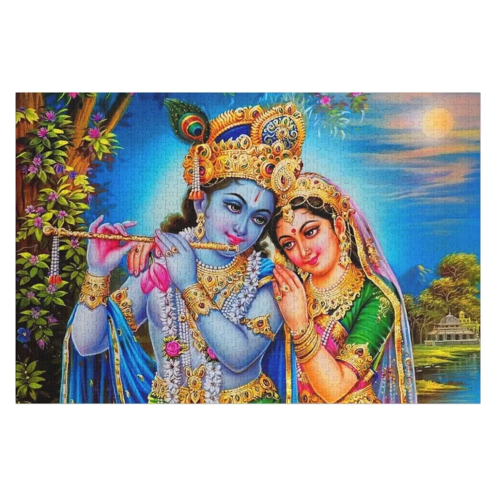 

Hindu Lord Radha Krishna Goddess Print Jigsaw Puzzle Wooden Decor Paintings Custom Gifts Personalize Christmas Gifts Puzzle