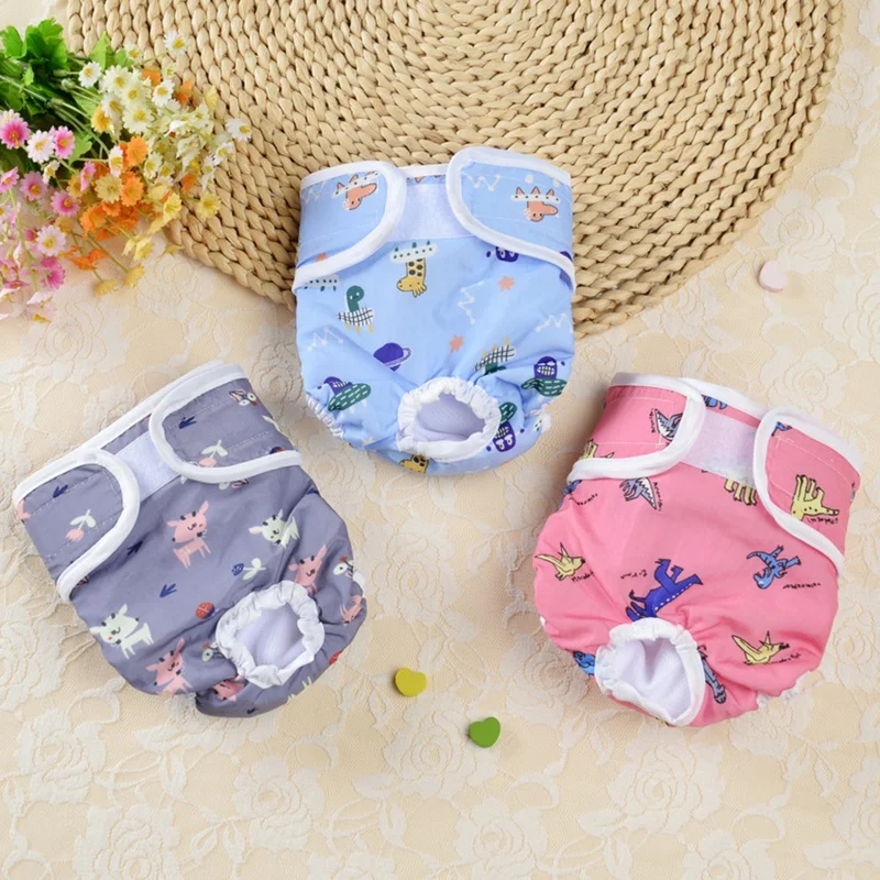 Cute Dog Diapers Physiological Pant Puppy Women's Panties Shorts Underwear Washable Female Dog Diper Panties Pet Dog Cat Clothes