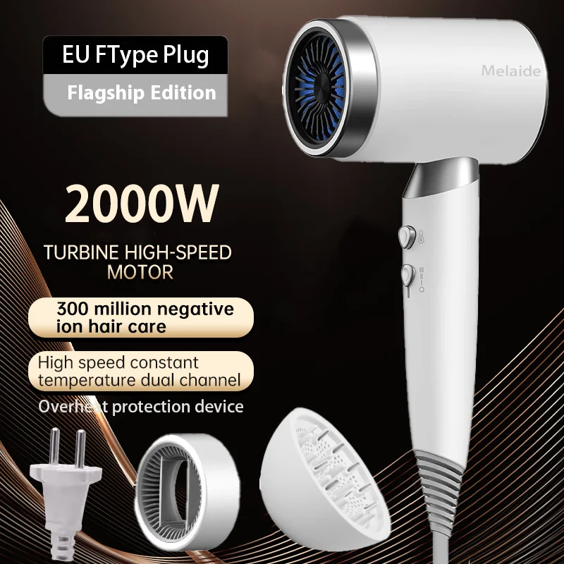 

Hair Dryer 2000W Professional Hot Cold Air Brush Negative Ionic Blow Dryer Strong Power 5th GearHairdryerblowdryerwithcomb
